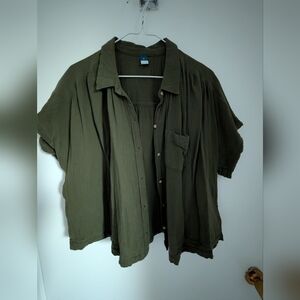 Old Navy Dark Green Casual Button Down Shirt